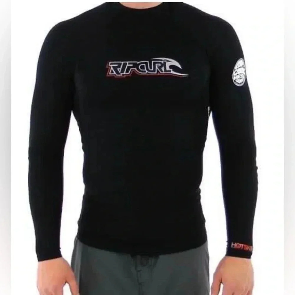 Rip Curl Wet Suit Surfer‎ Swim Shirt Unisex Long Sleeve Boy's Sz Large Black GUC